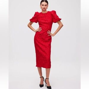 Mioh CONCERT RED - VESTIDO MIDI ESCOTE ESPALDA ROJO